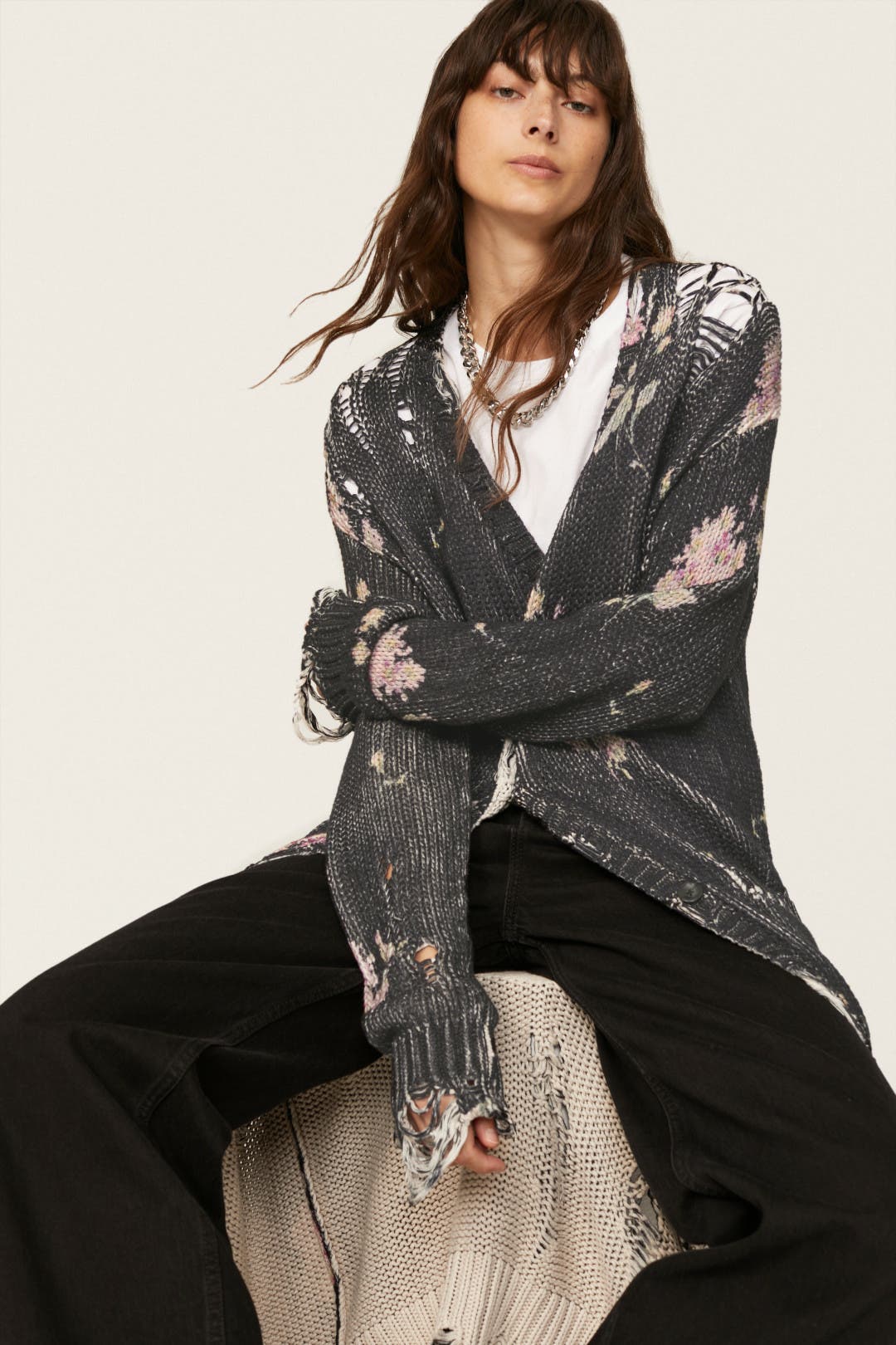 Floral Distressed Cardigan by R13 | Rent the Runway