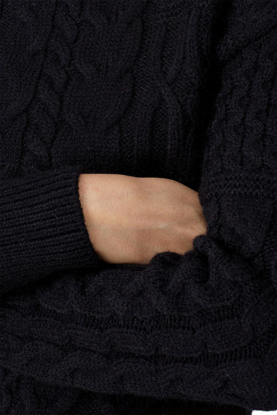 Black Cable Knit Sweater by VOX LUX | Rent the Runway