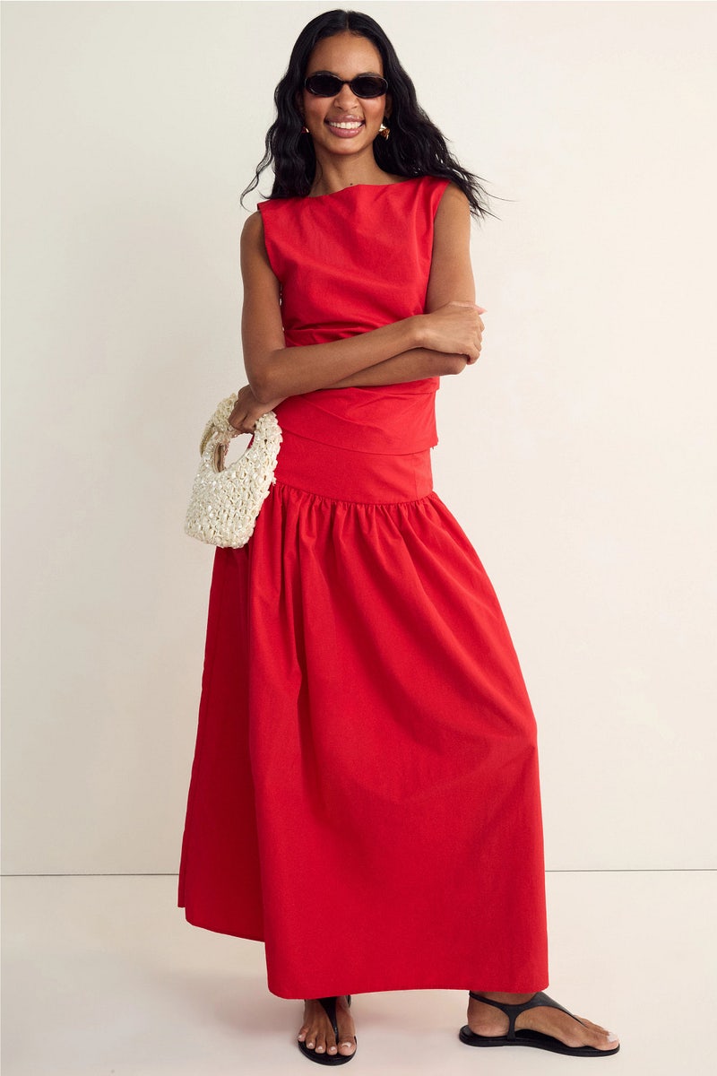 elegant long sleeve red dress 21848 main image 0