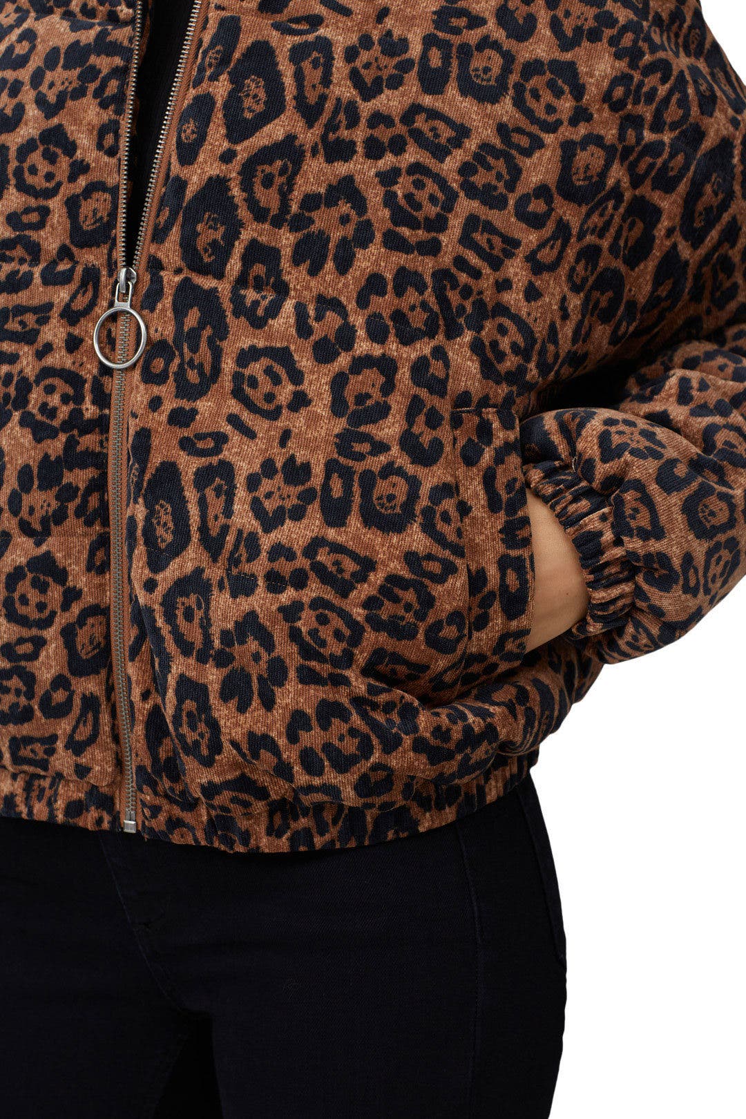 Leopard Corduroy Puffer Jacket by RTR NOW | Rent the Runway