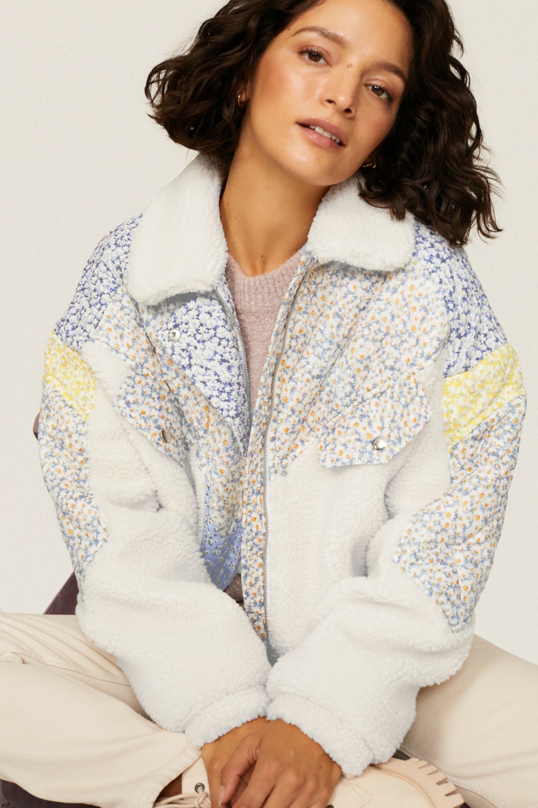 BLANKNYC フリース ジャケット フラワー 花柄 ジップアップ Flower Bath Jacket