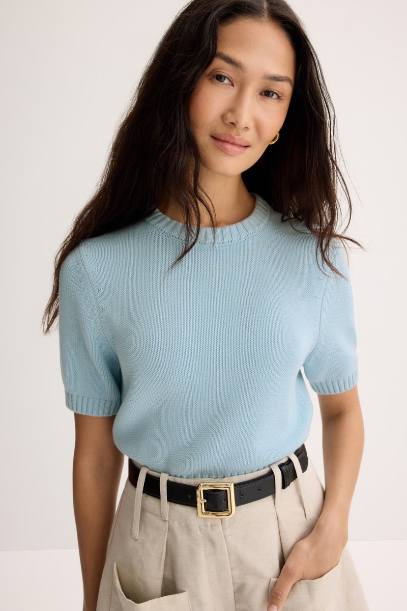 Blue Elsie Short Sleeve Sweater by Toccin - Photo 3