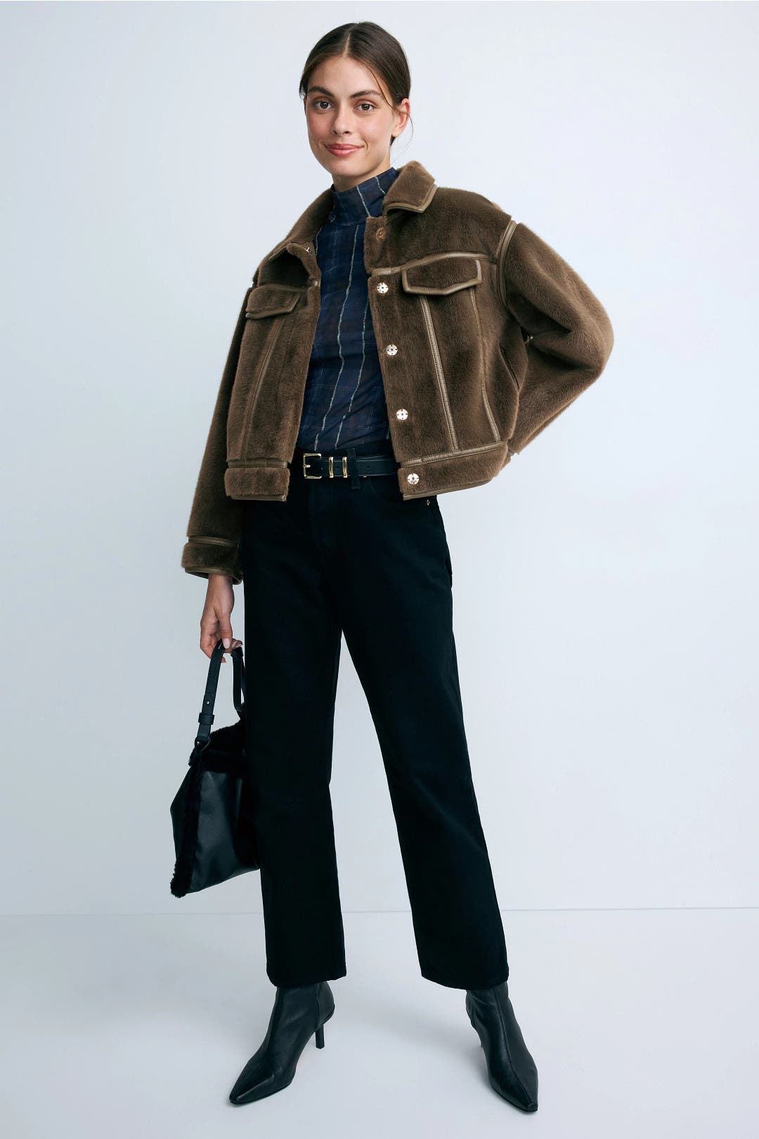 Green Monge Collarless Faux Fur Jacket by ZAPA | Rent the Runway