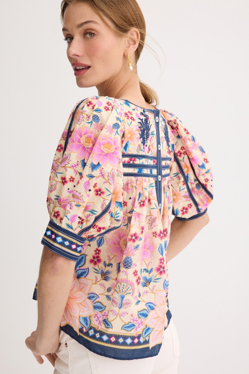 Superbloom Tapestry Puff Sleeve Blouse by FARM Rio - Photo 3