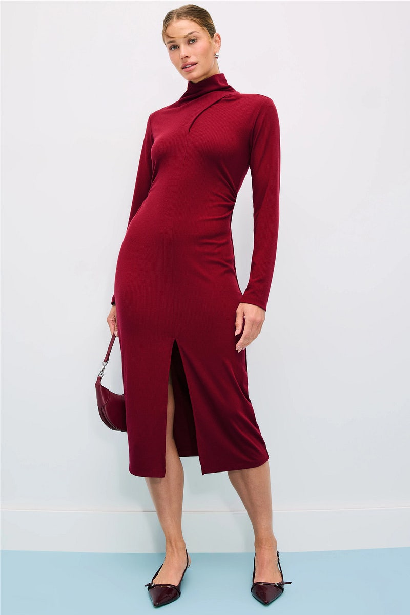 wool silk puff sleeve turtleneck dress ralph lauren Ralph Lauren Collection - Holliday ribbed pleated metallic-knit turtleneck  gown