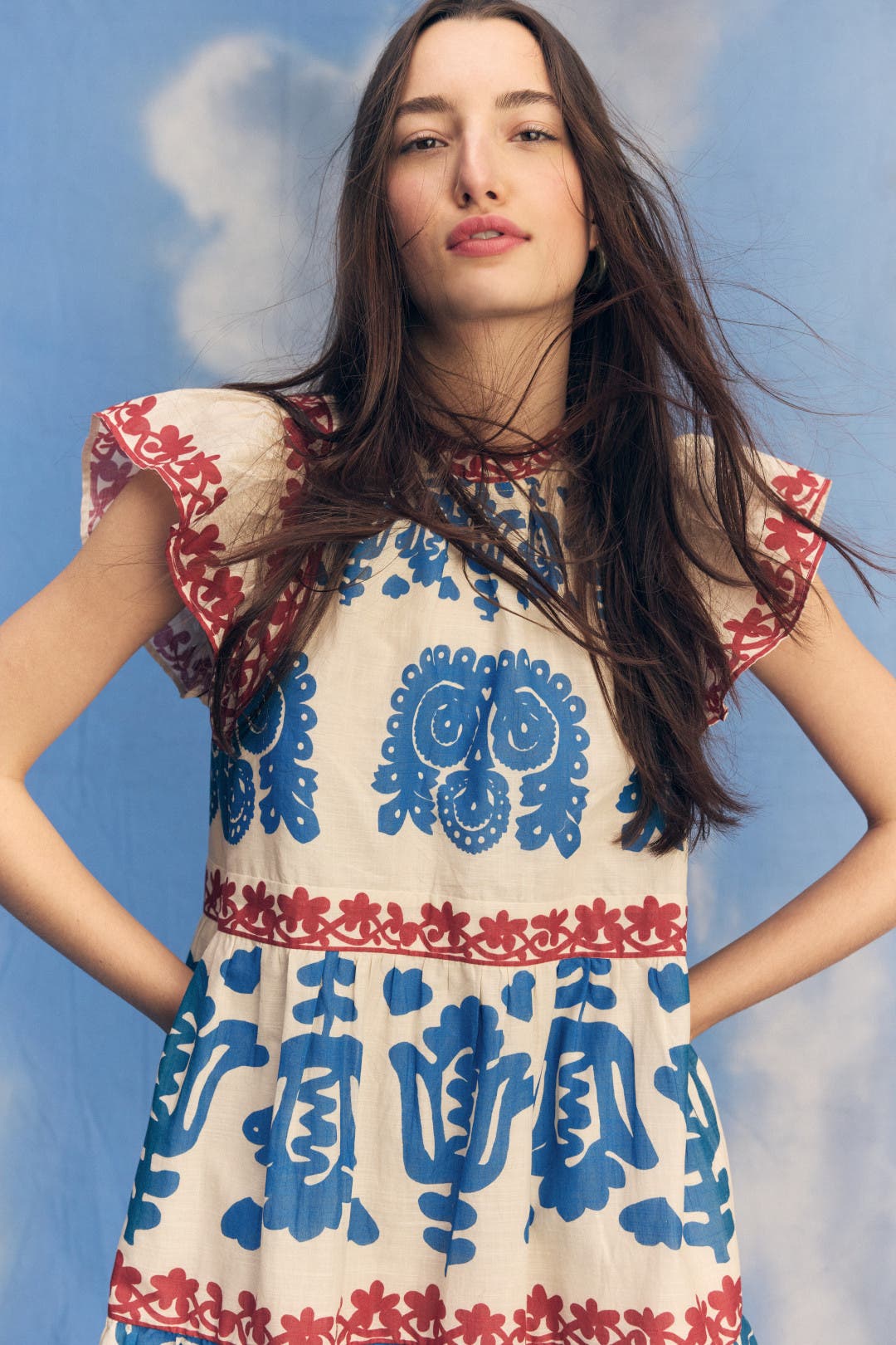 Flutter Sleeve Mixed Print Mini Dress by Sea NY x RTR | Rent the