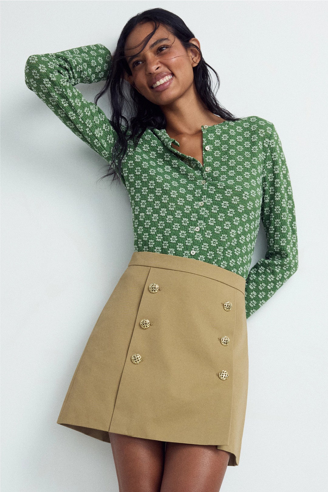 Double Placket Twill Mini Skirt by Adam Lippes x RTR 3