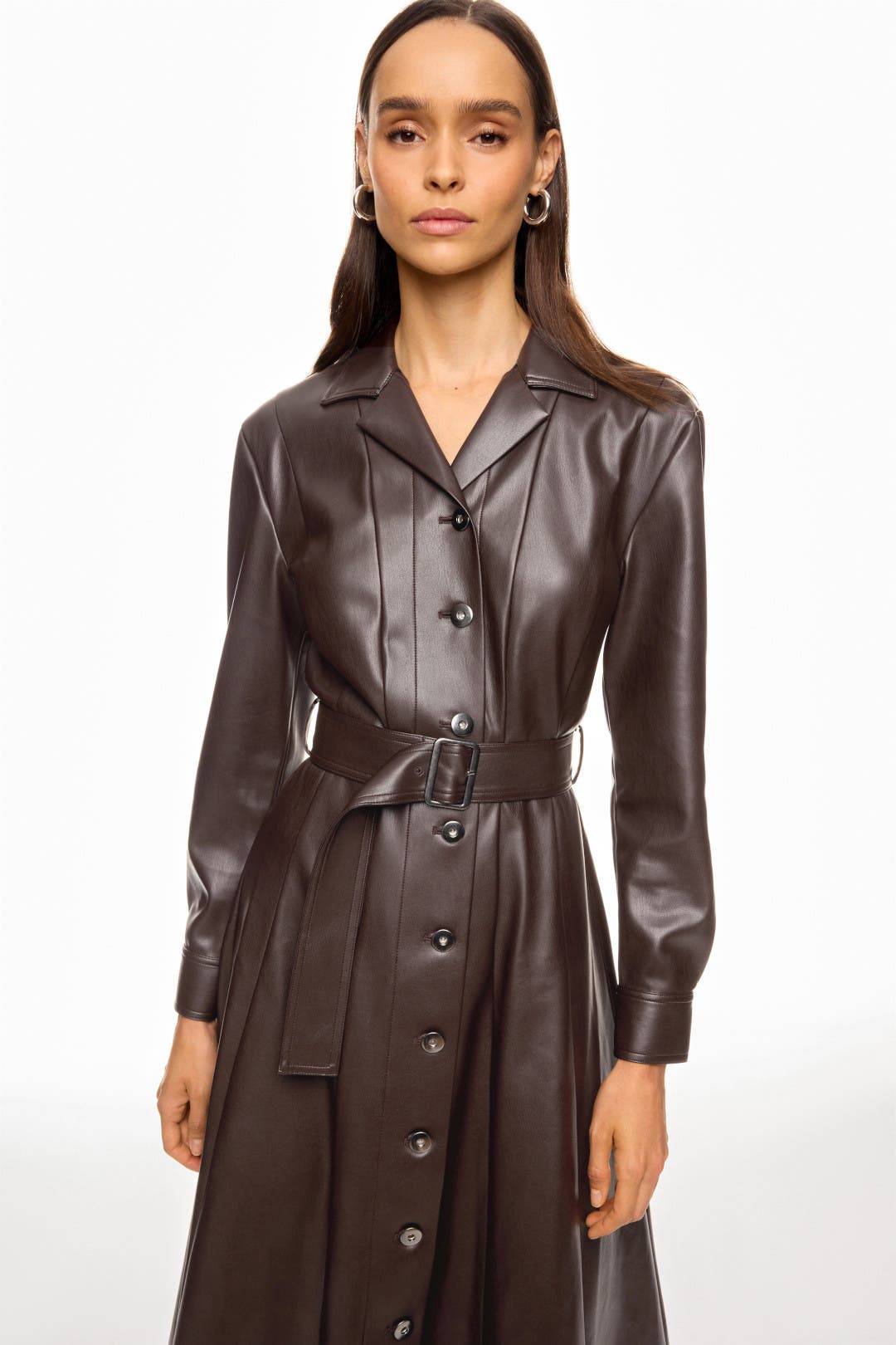 Faux Leather Corset Detail Midi Dress by Eudon Choi x RTR | Rent