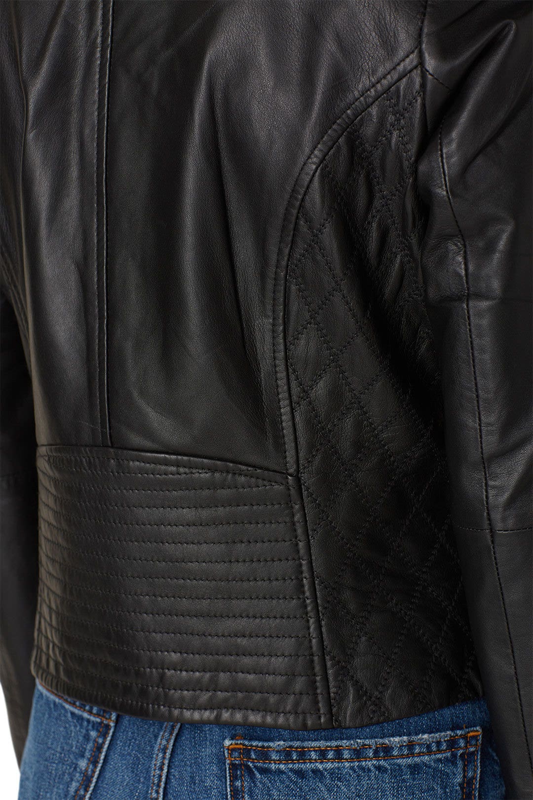 Quilted Panel Leather Jacket by Slate & Willow 3