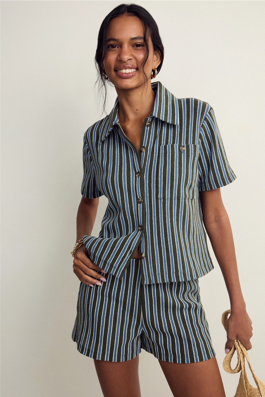 Kyan Striped Button Down Shirt by Veronica Beard 3