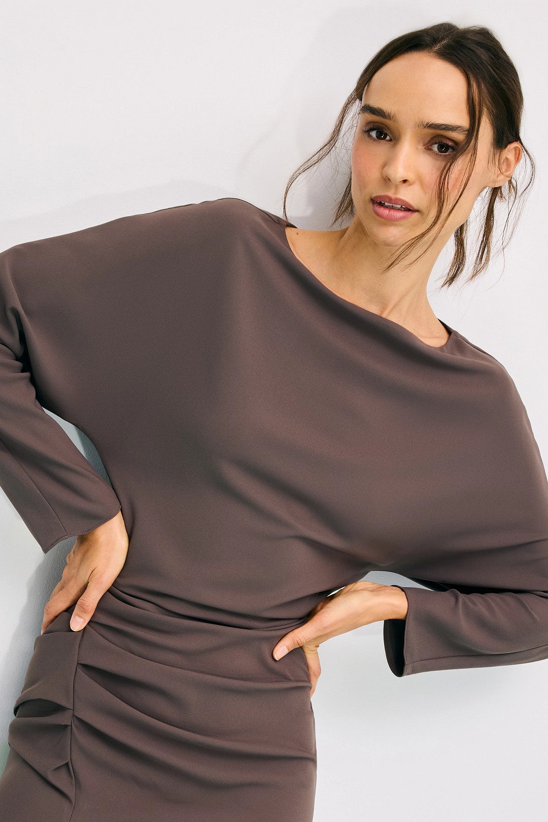 Stretch Drape Crepe Off The Shoulder Dress by LAPOINTE 3