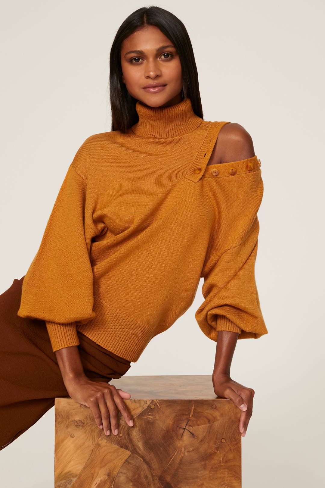 Button Shoulder Turtleneck Sweater by Marissa Webb x RTR | Rent
