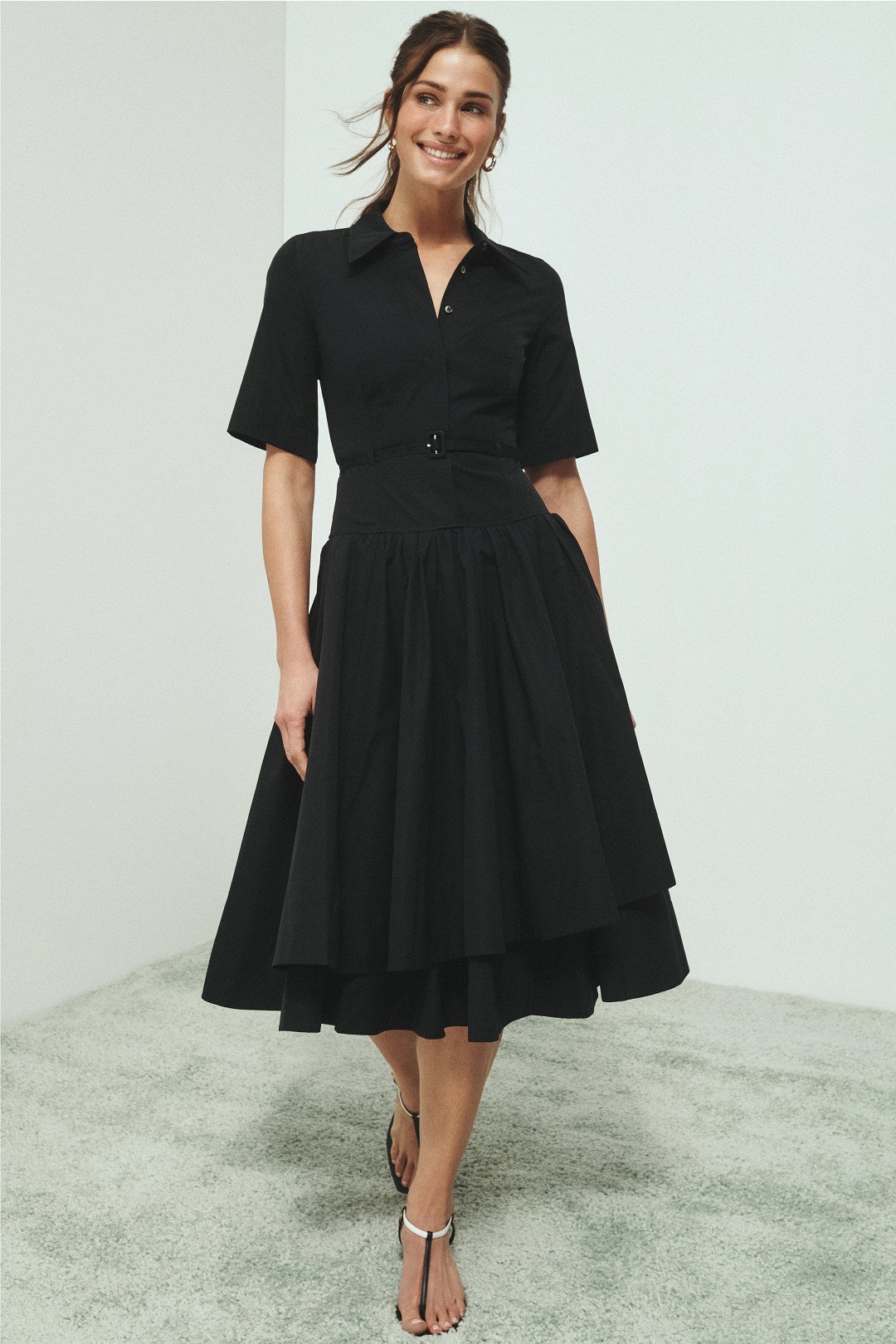 Short Sleeved Belted Dress by Co 3