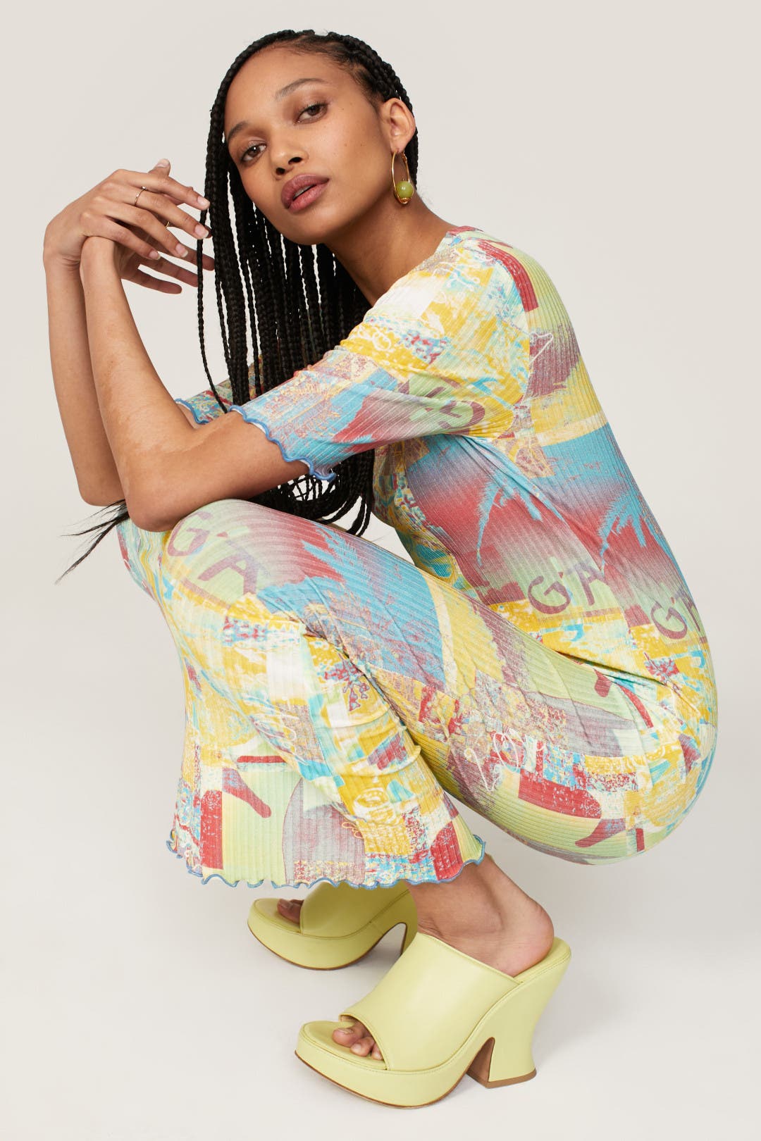 【関税＆送料込み】Ganni Printed Midi Dress GANNI Printed Ruched Midi Dress - Orangeade | Garmentory