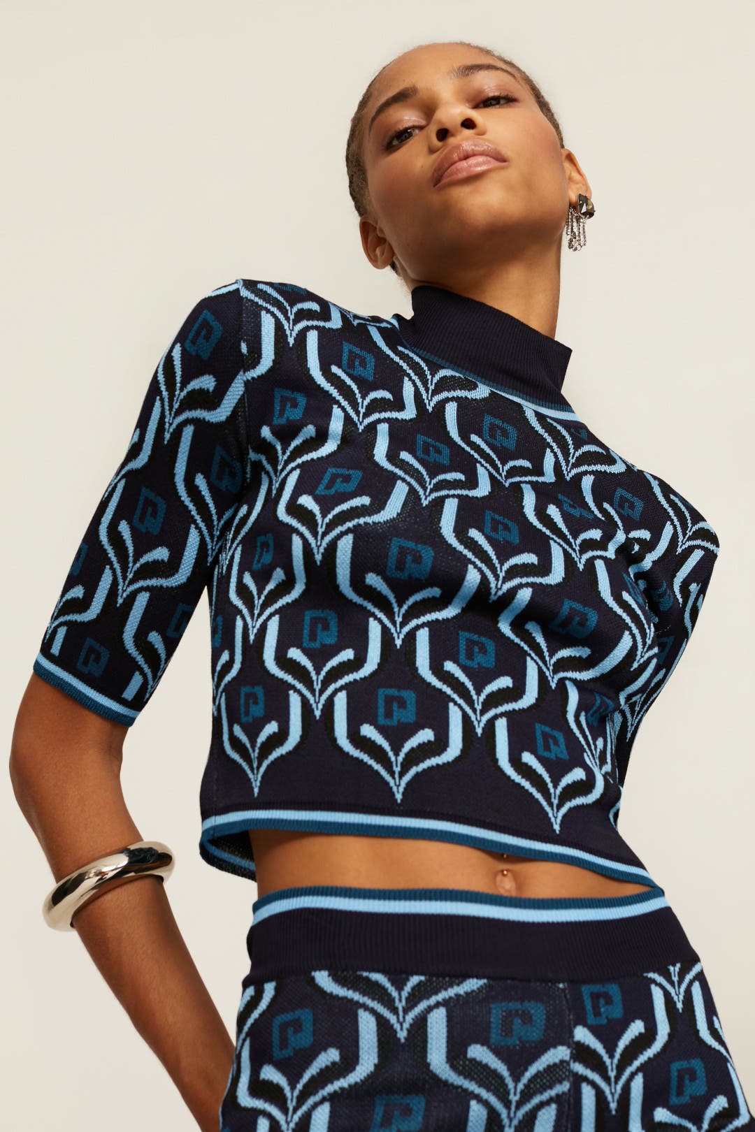 トップス Geometric Pattern Knitted Top トップス Geometric Pattern Knitted Top Geometric Pattern Knitted