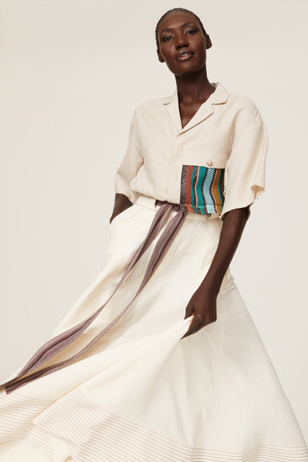 Long Belted Skirt by Benjamin Benmoyal 3