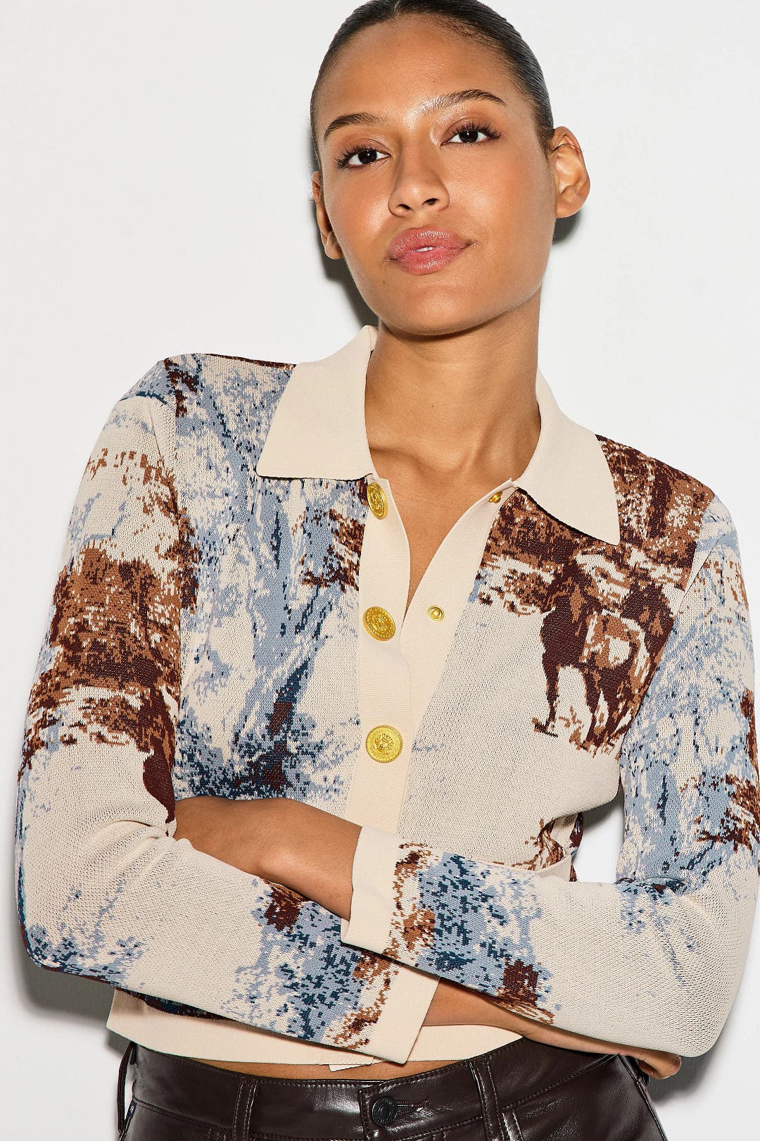 Osiris Jacquard Collared Cardigan by L'agence | Rent the Runway
