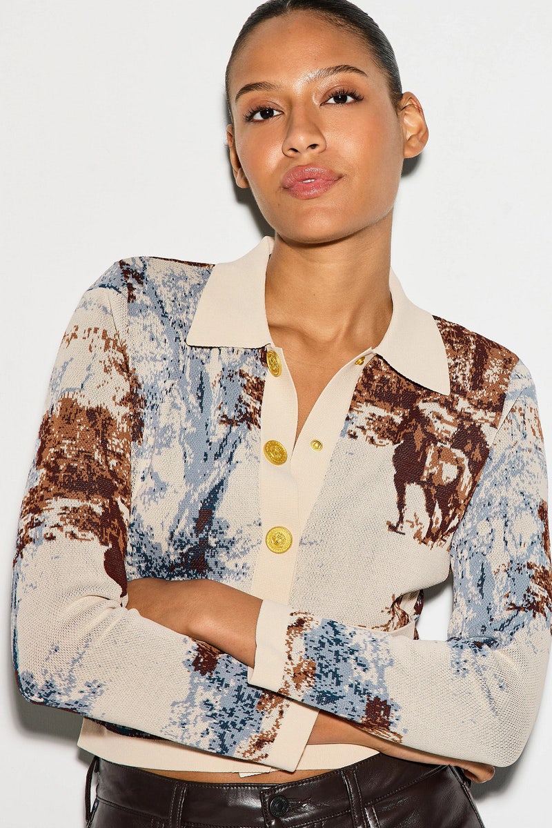 Osiris Jacquard Collared Cardigan by L'agence - Photo 3
