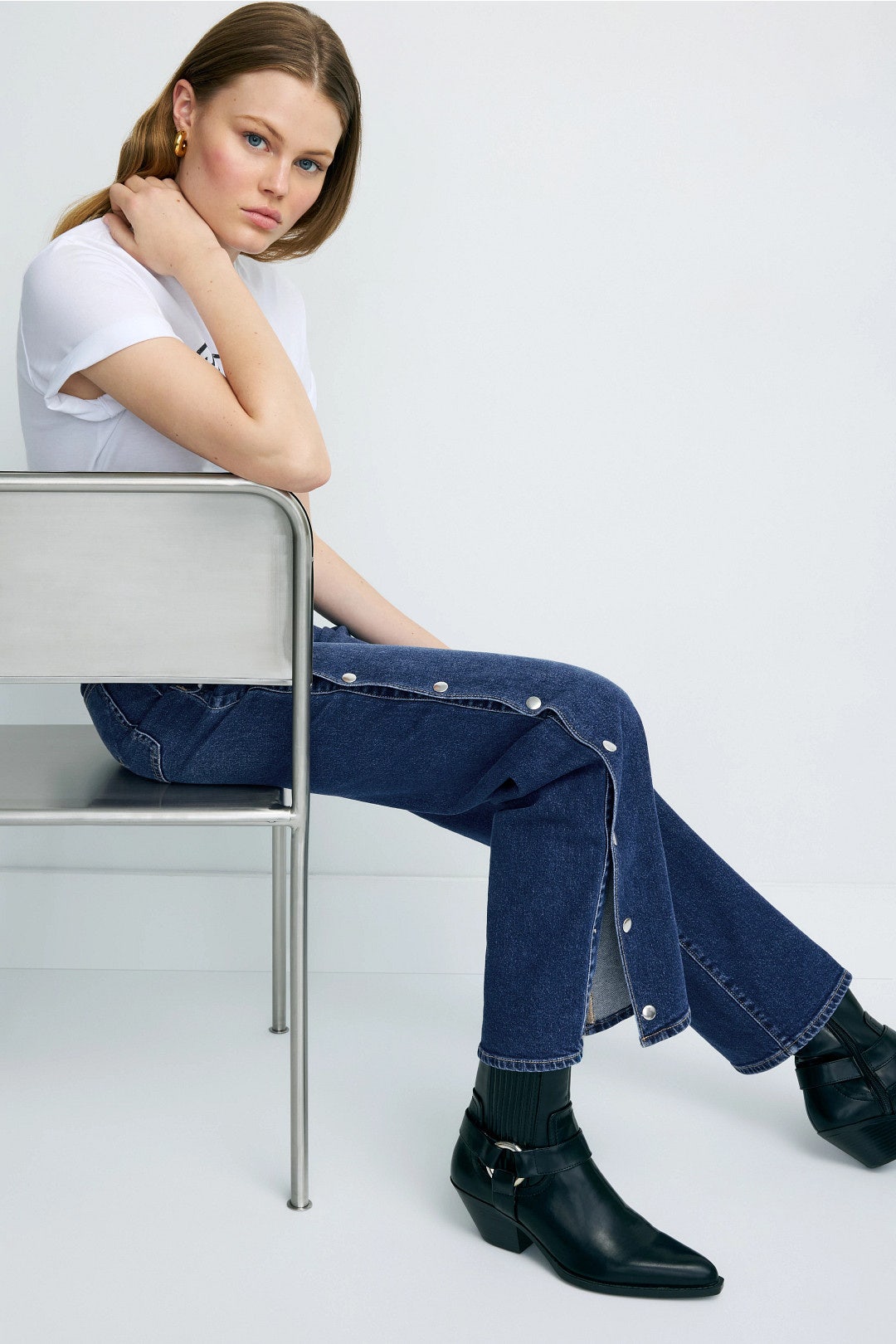 Rosie High Rise Wide Leg Jean With Snaps by Hudson 3