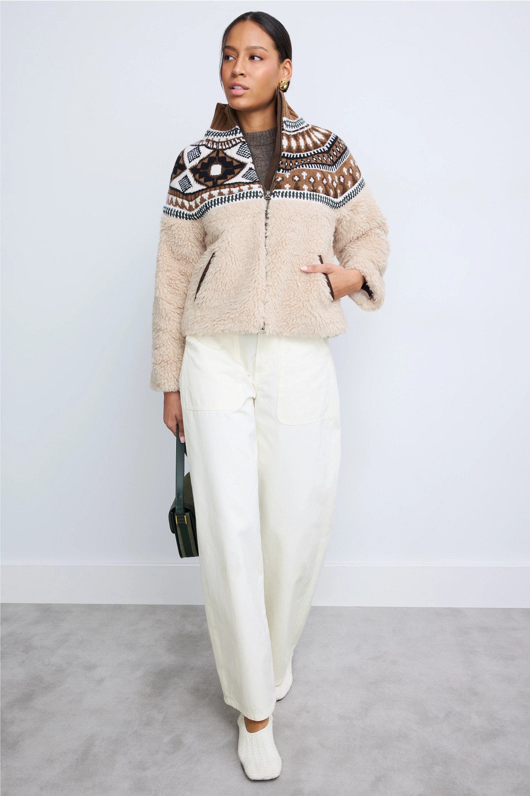 Linea Fairisle Knit Combo Fleece Jacket by Sea New York 3