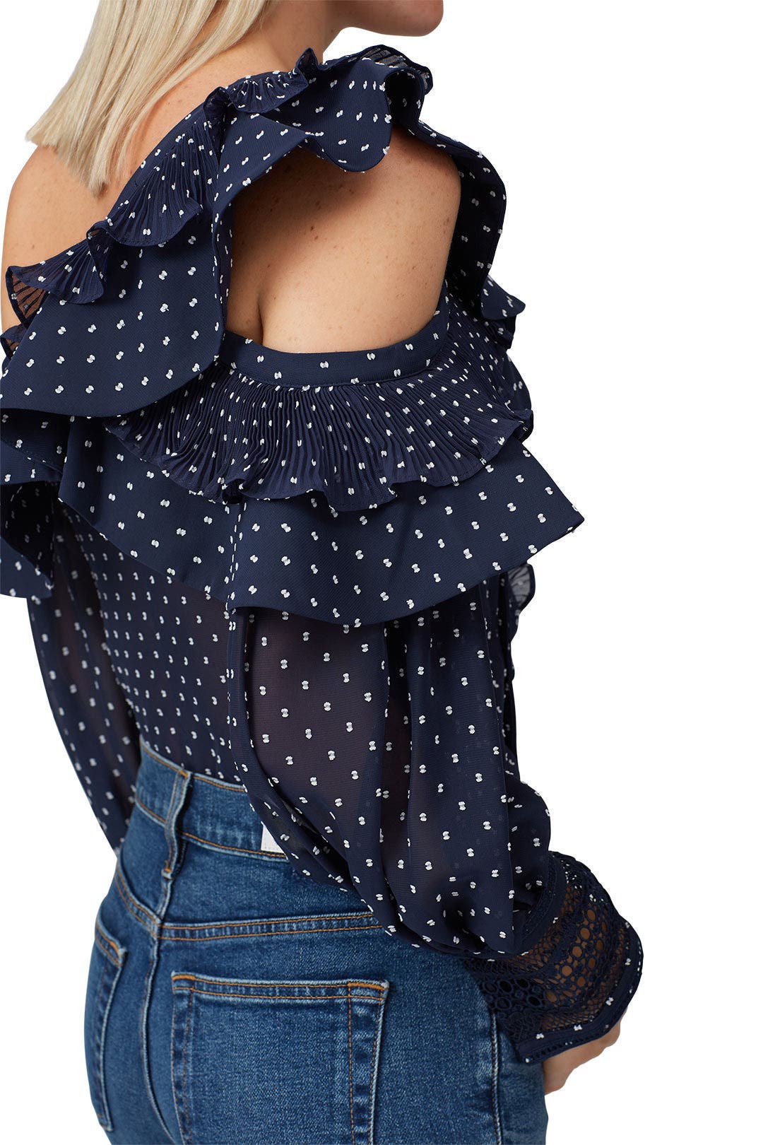 Navy Plumetis Frilled Top by Self-Portrait 3