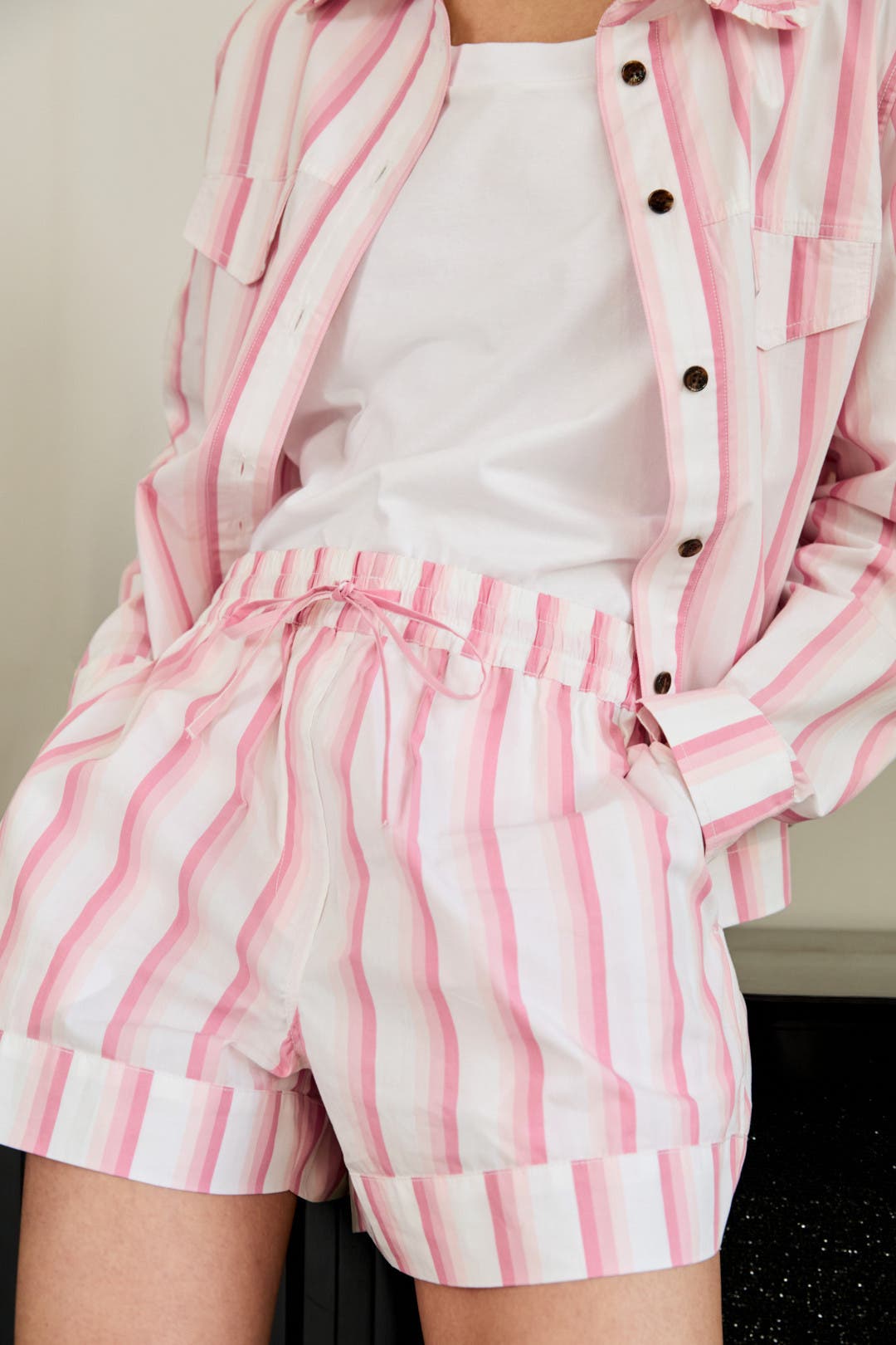 Striped Drawstring Shorts by GANNI x RTR | Rent the Runway