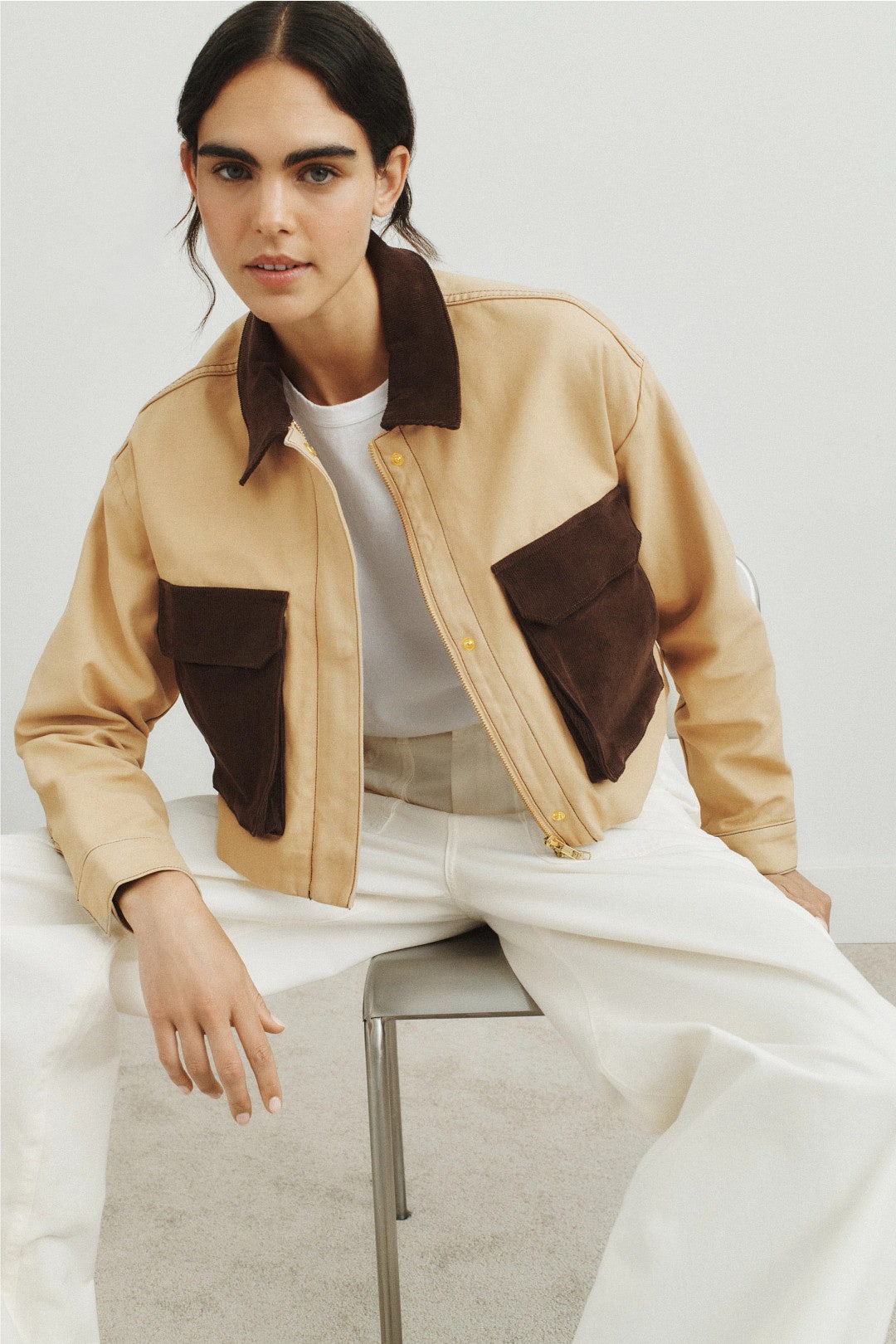 Brown Cropped Chore Jacket by Hudson 3