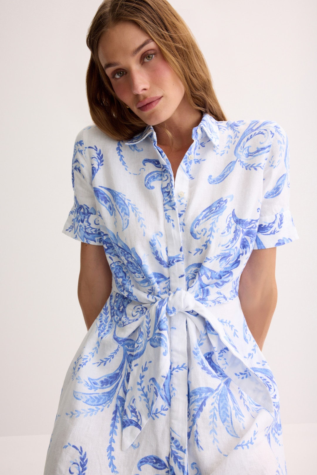 Paisley Tie Front Linen Shirtdress by Lauren Ralph Lauren 4