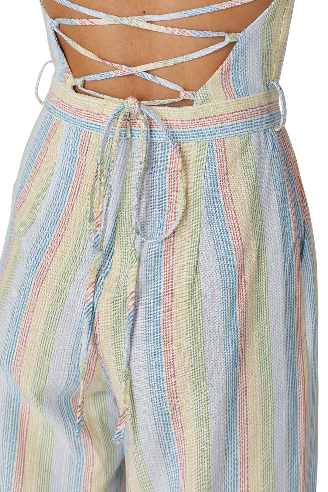 Rainbow Striped Lace-Up Jumpsuit by Moon River 3