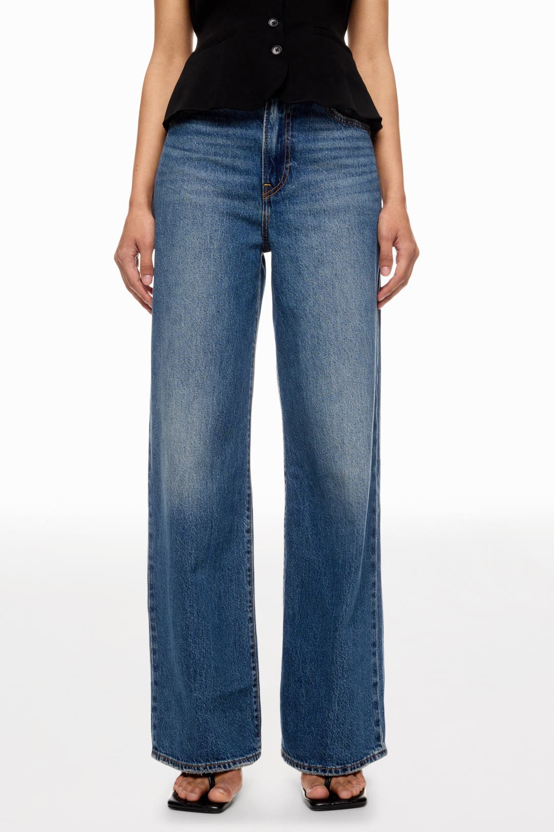 Dark Rinse Ribcage Wide Leg Jeans by Levi's | Rent the Runway