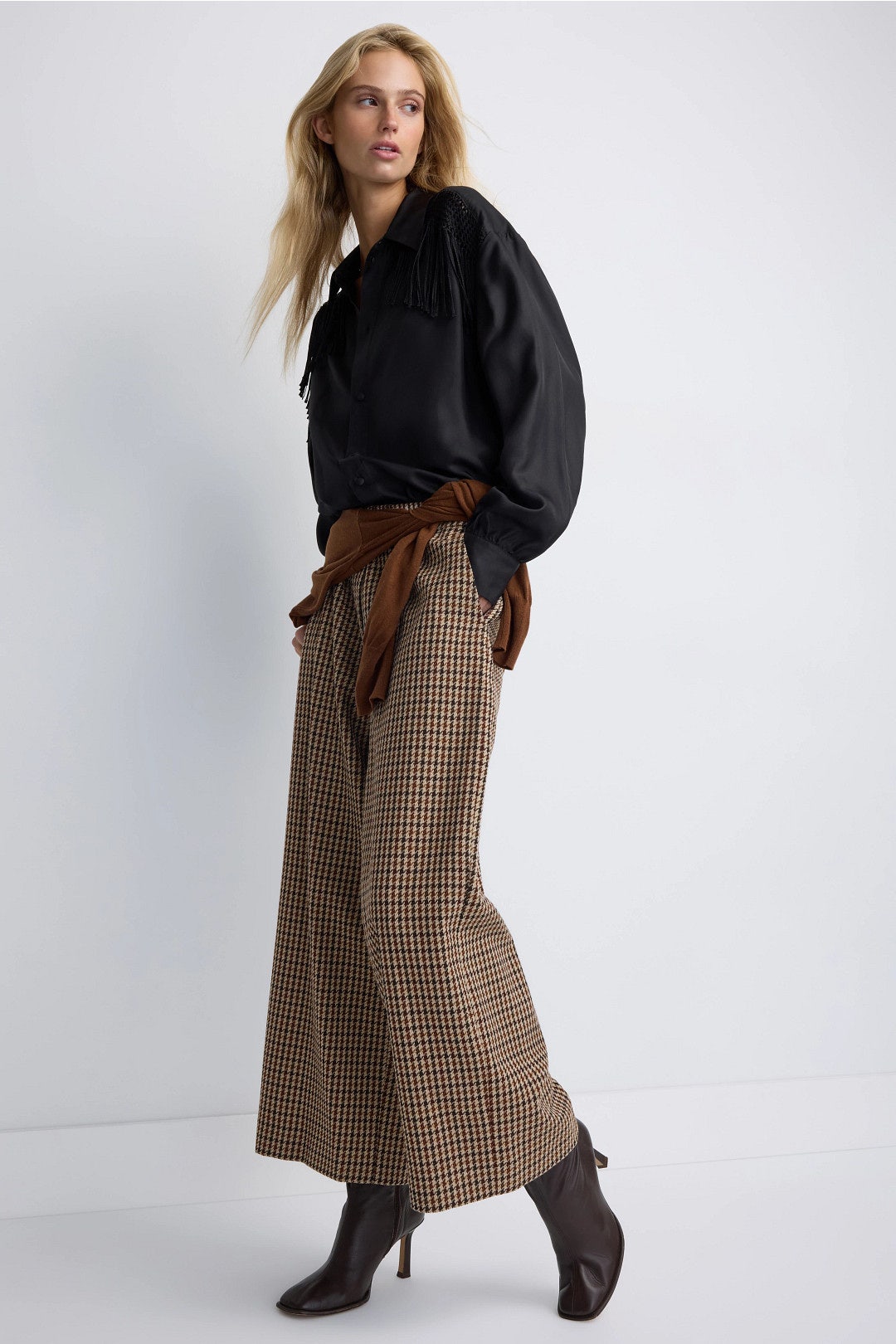 Ebe Brown Plaid Trousers