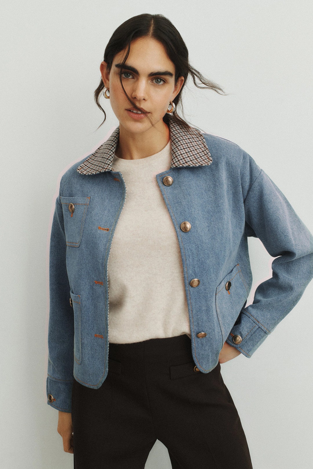 Light Blue Denim Jacket With Contrast Collar by Sandro 3