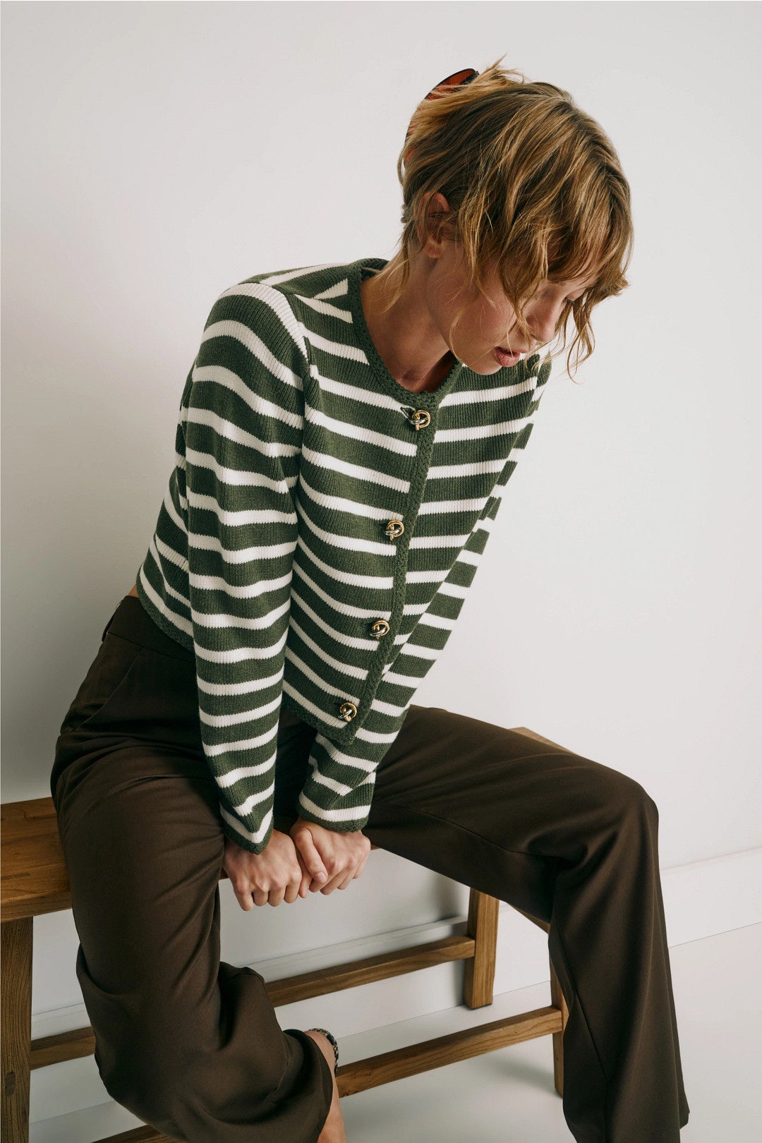 Olive Striped Cardigan by Derek Lam 10 Crosby x RTR 3
