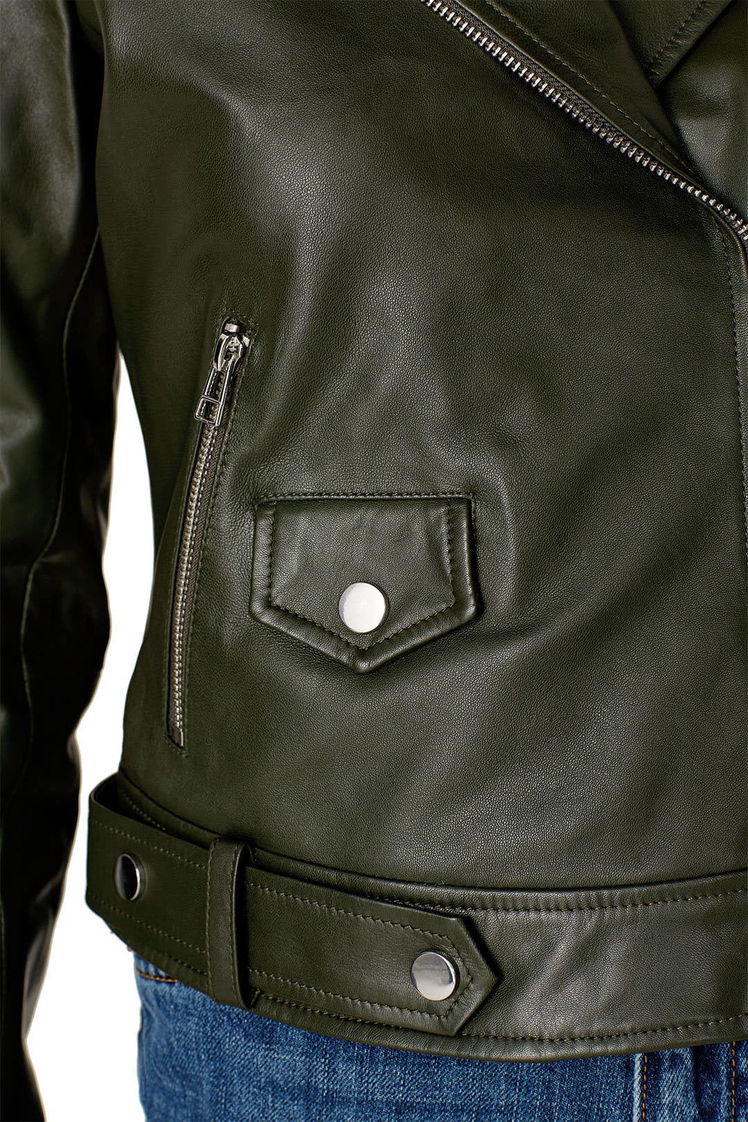 Olive Leather Moto Jacket by Slate & Willow | Rent the
