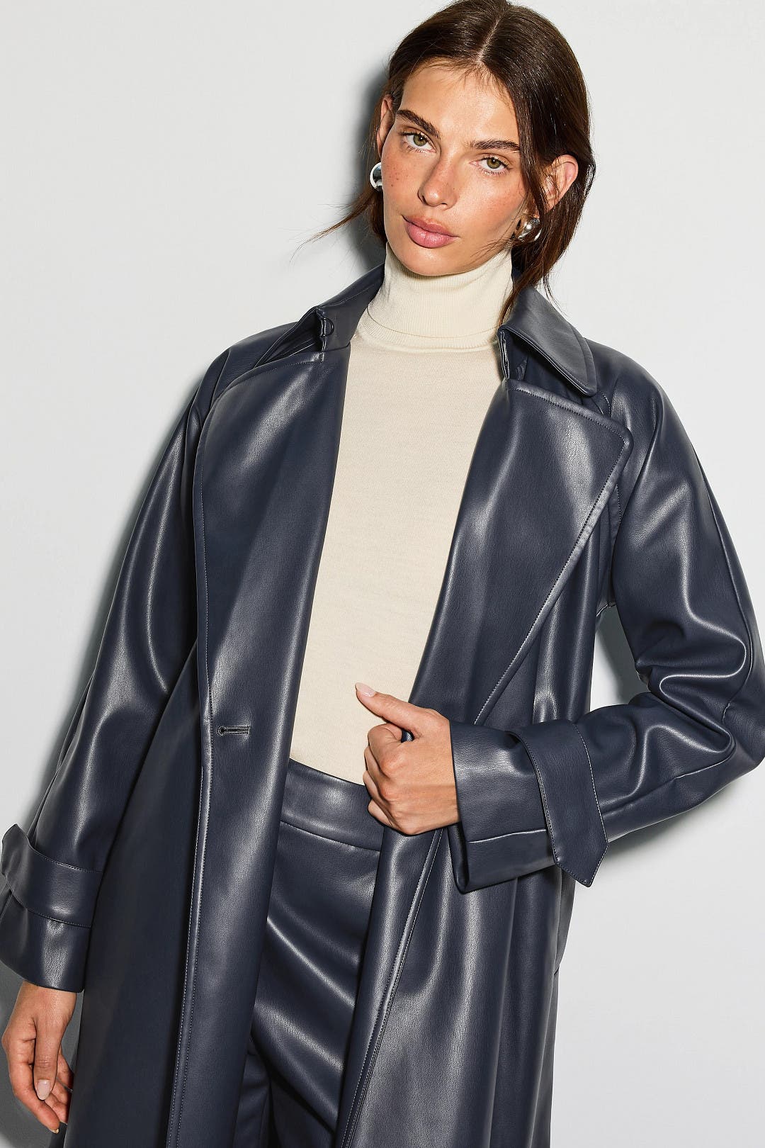 Navy Faux Leather Trench Coat by Jason Wu x RTR | Rent the