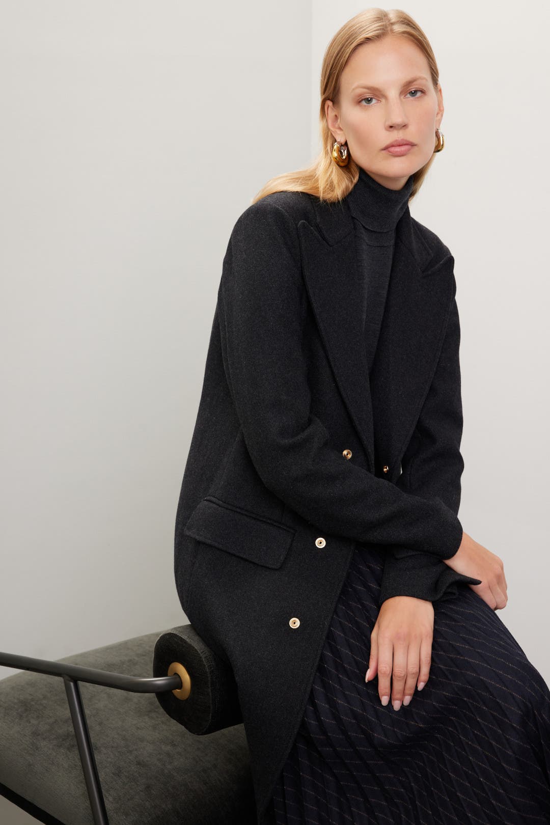Black Wool Coat by Esteban Cortazar x RTR | Rent the Runway