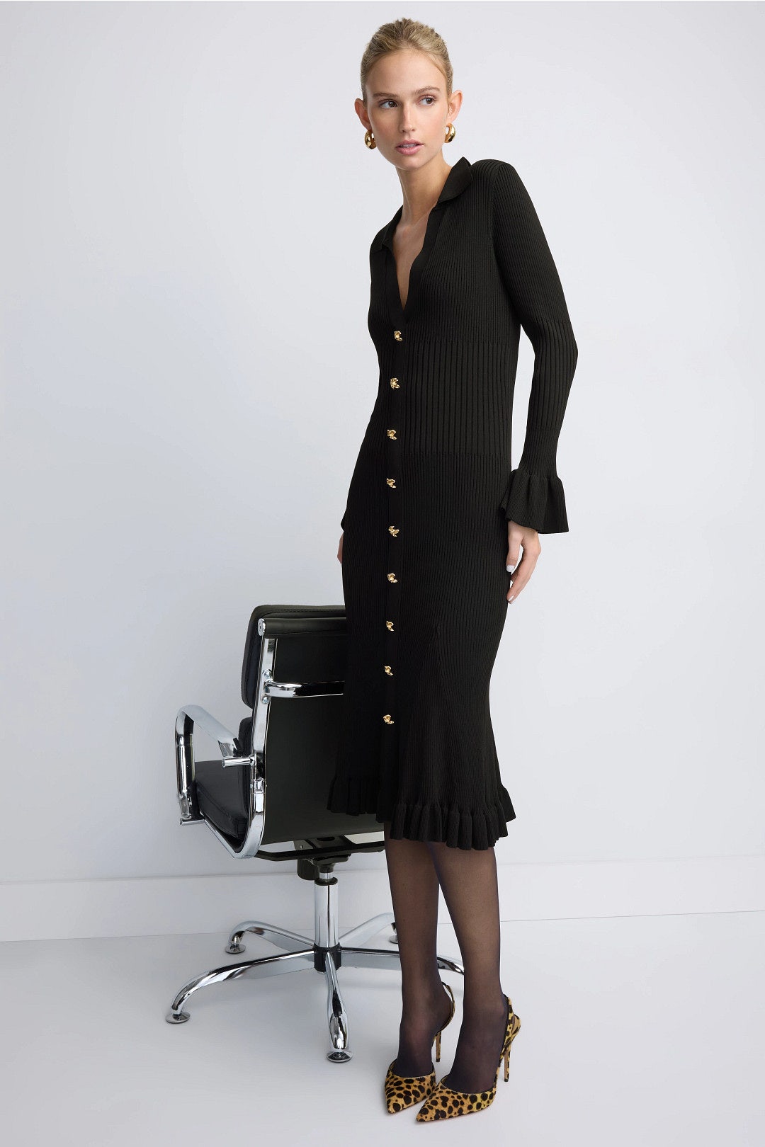 Hallie Knit Midi Dress by Hervé Léger 3