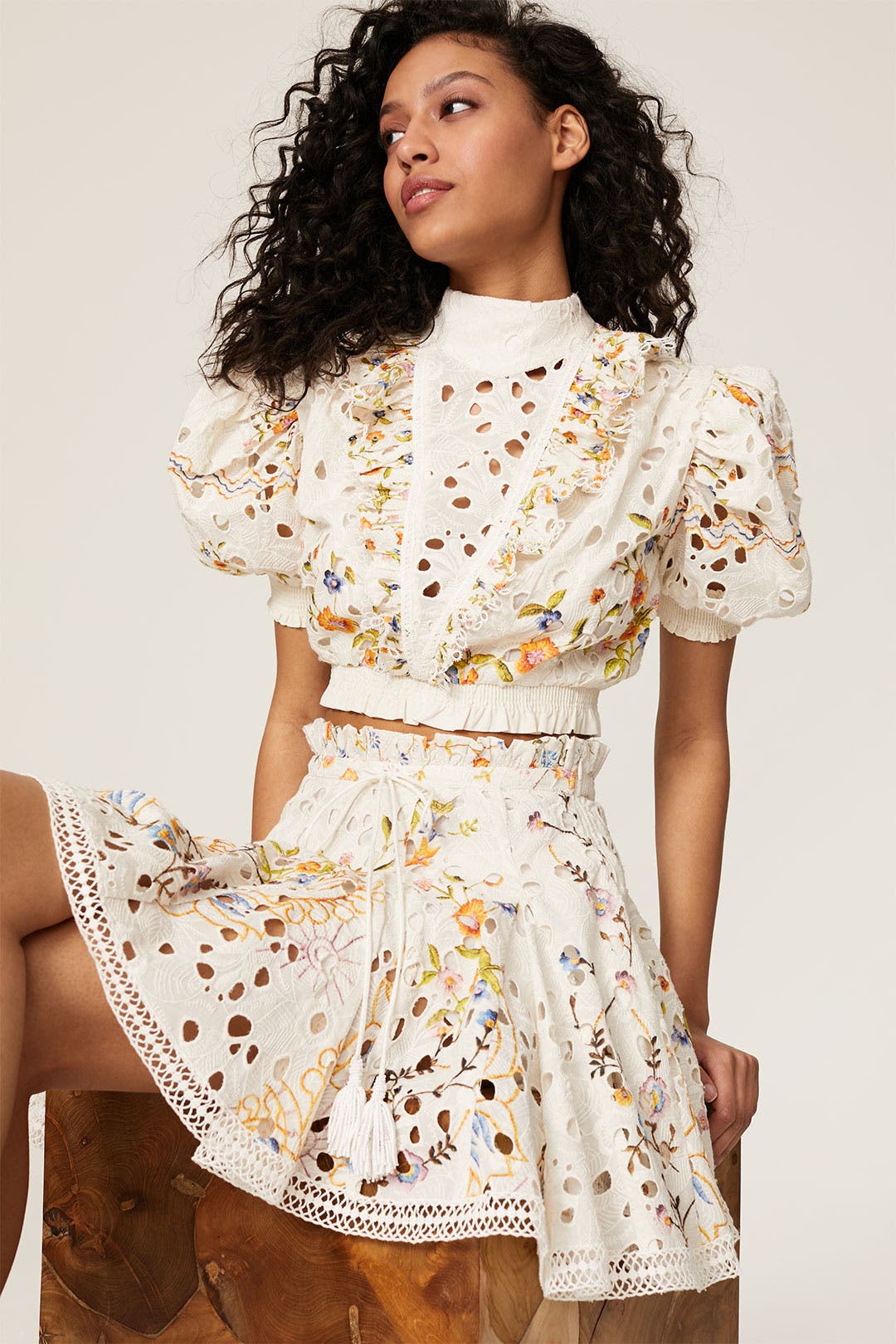Puff Sleeve Crop Top by Hemant & Nandita | Rent the Runway