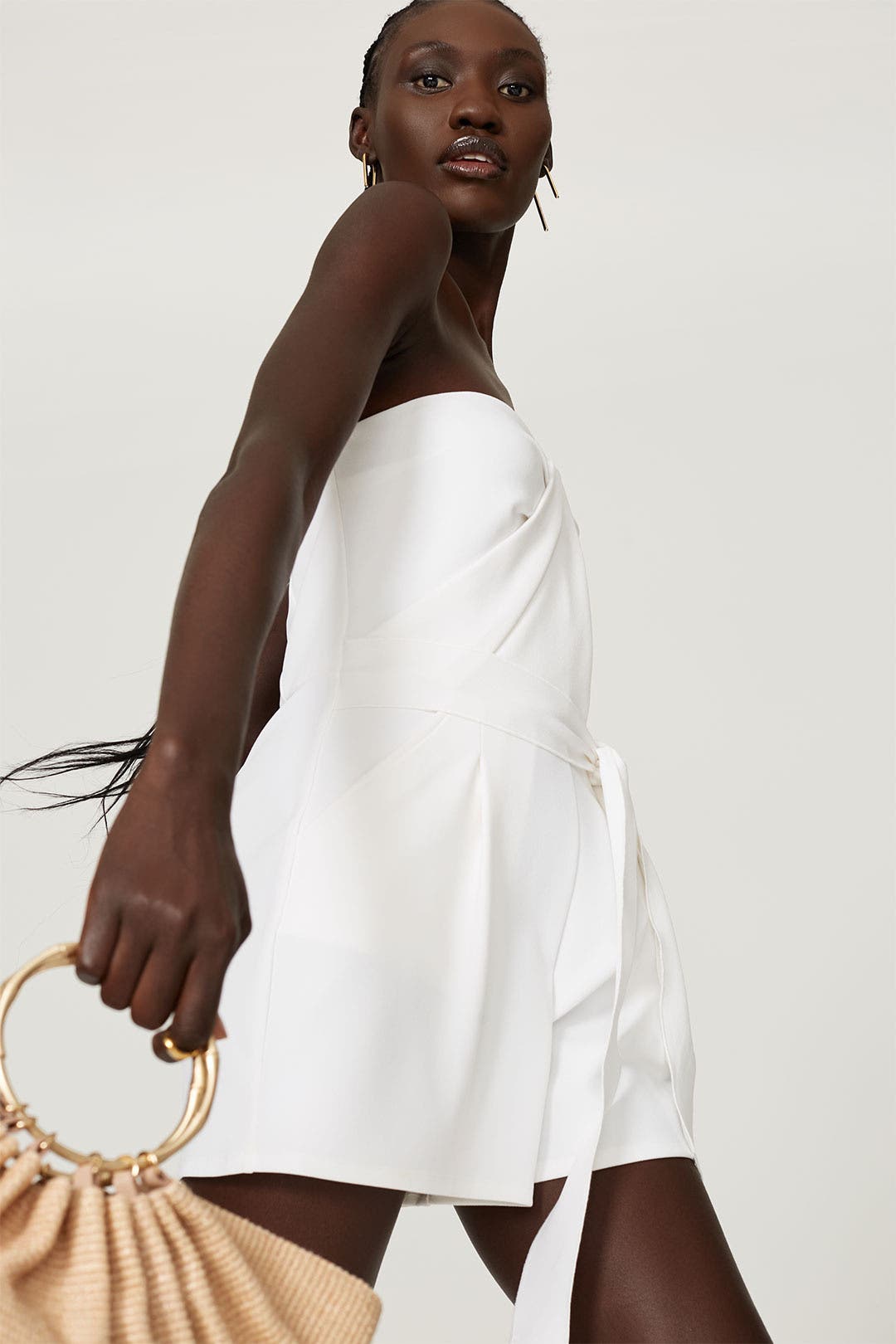 White Strapless Romper by Great Jones | Rent the Runway