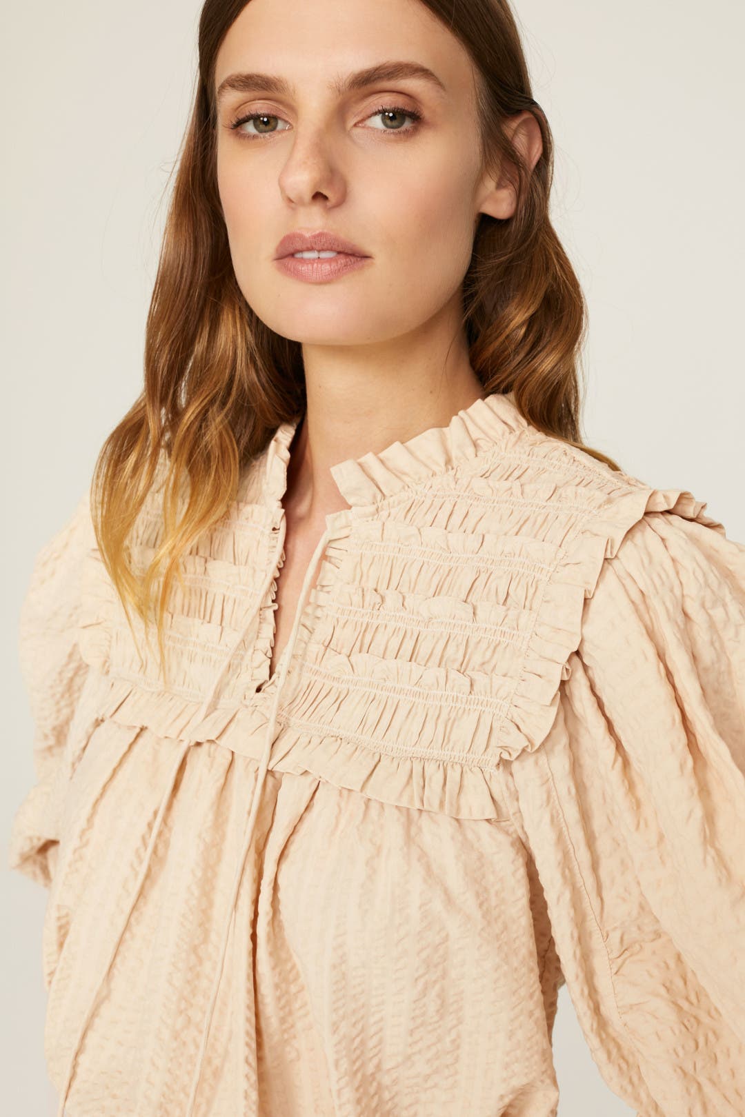 Sea New York シーニューヨーク SMOCKED SEERSUCKER S/SLV SMOCKED TOP ショートスリーブトップス AW23-058 イエロー XS Sea New York - Sea New York シーニューヨーク SMOCKED SEERSUCKER S