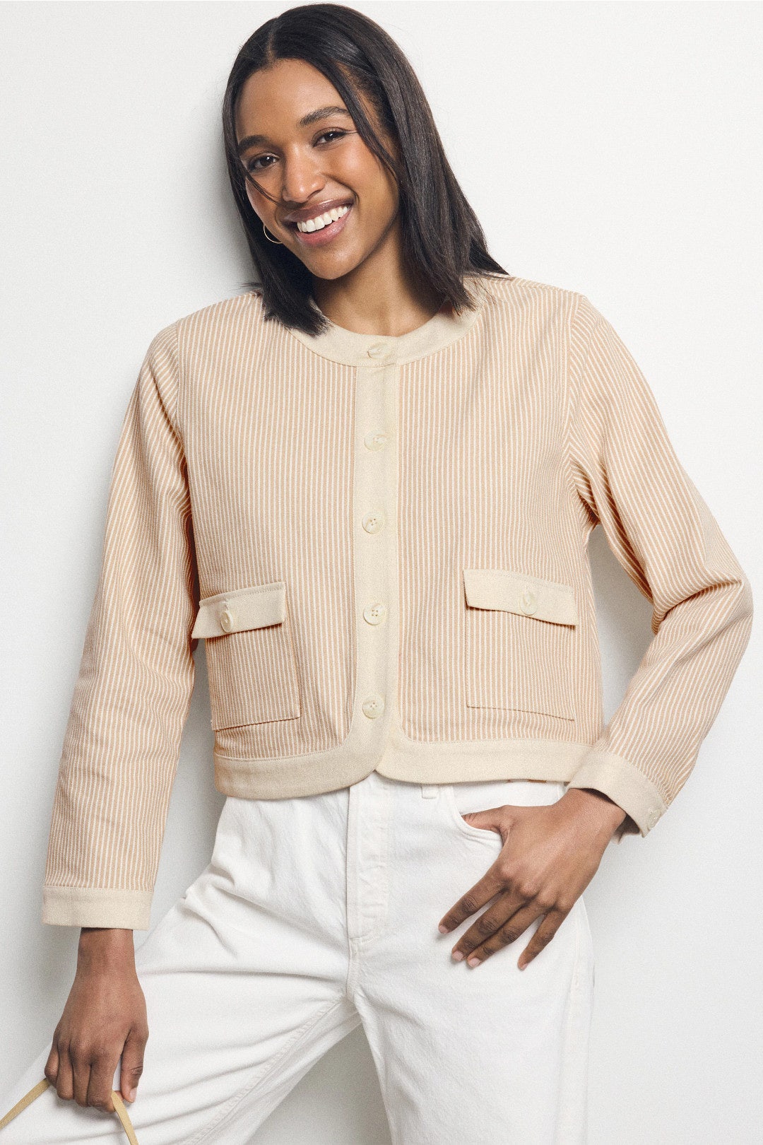 Myra Contrast Cropped Jacket by Fifteen Twenty 3