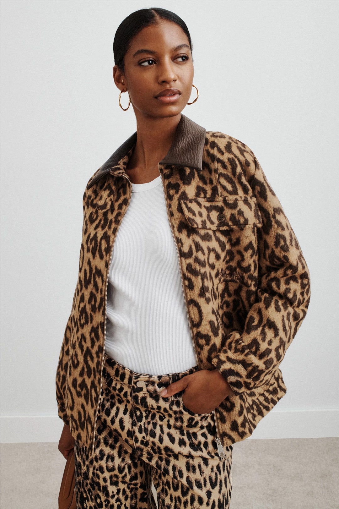 Beline Cheetah Print Collared Jacket by Baum und Pferdgarten 3
