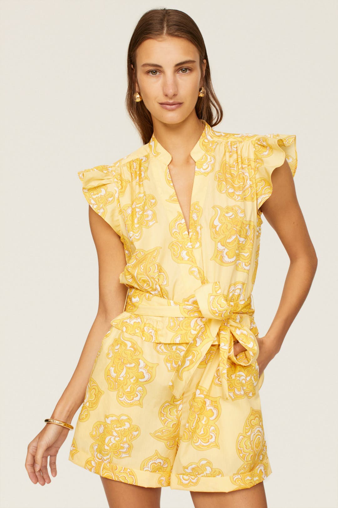 Yellow Tie Waist Romper by Derek Lam 10 Crosby x RTR | Rent
