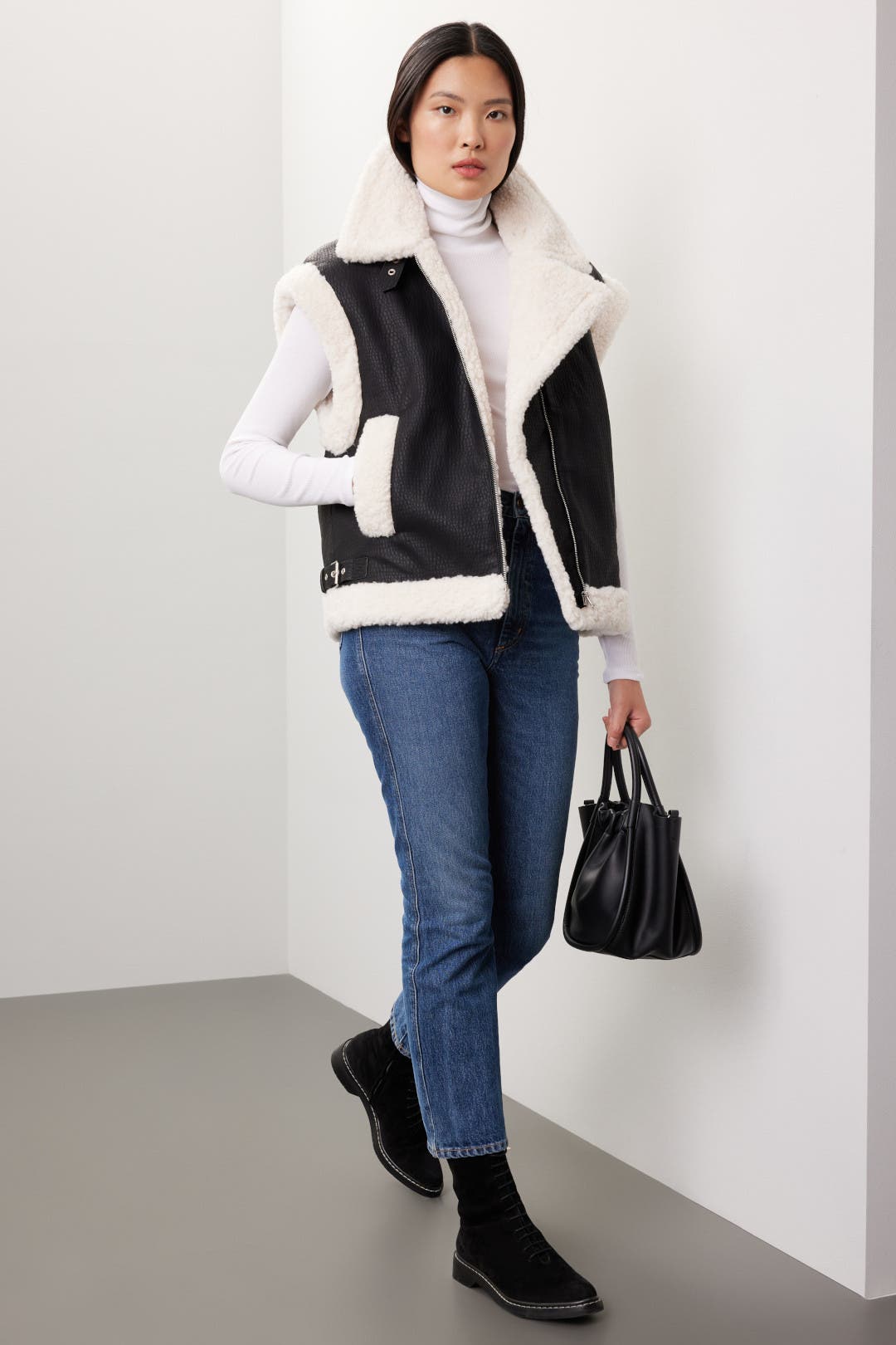 Faux Leather Sherpa Vest by Peter Som x RTR | Rent the Runway