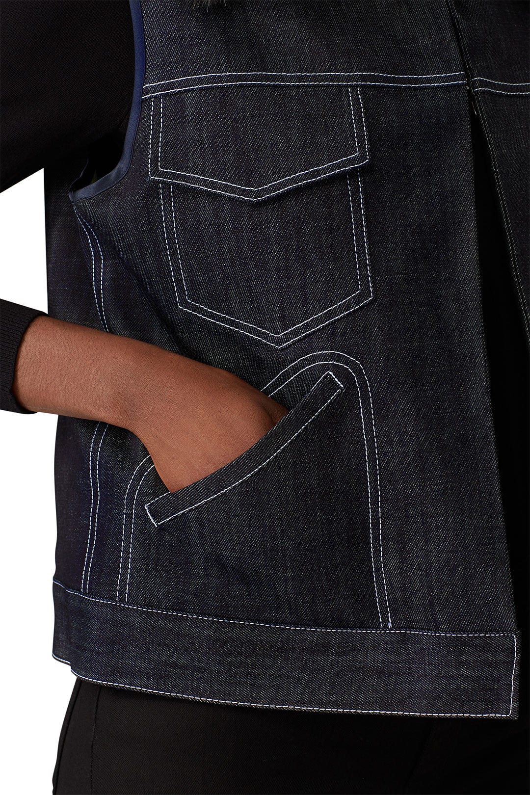 Leopard Collar Denim Vest by Harvey Faircloth 3
