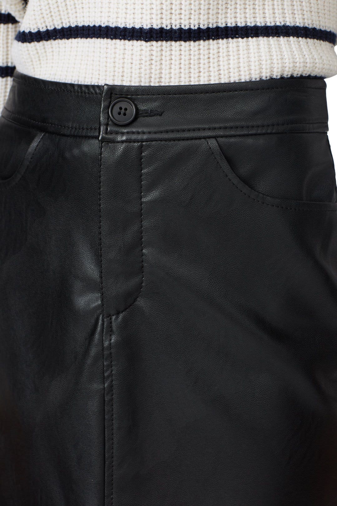 Buttoned Faux Leather Skirt by Fifteen Twenty 3