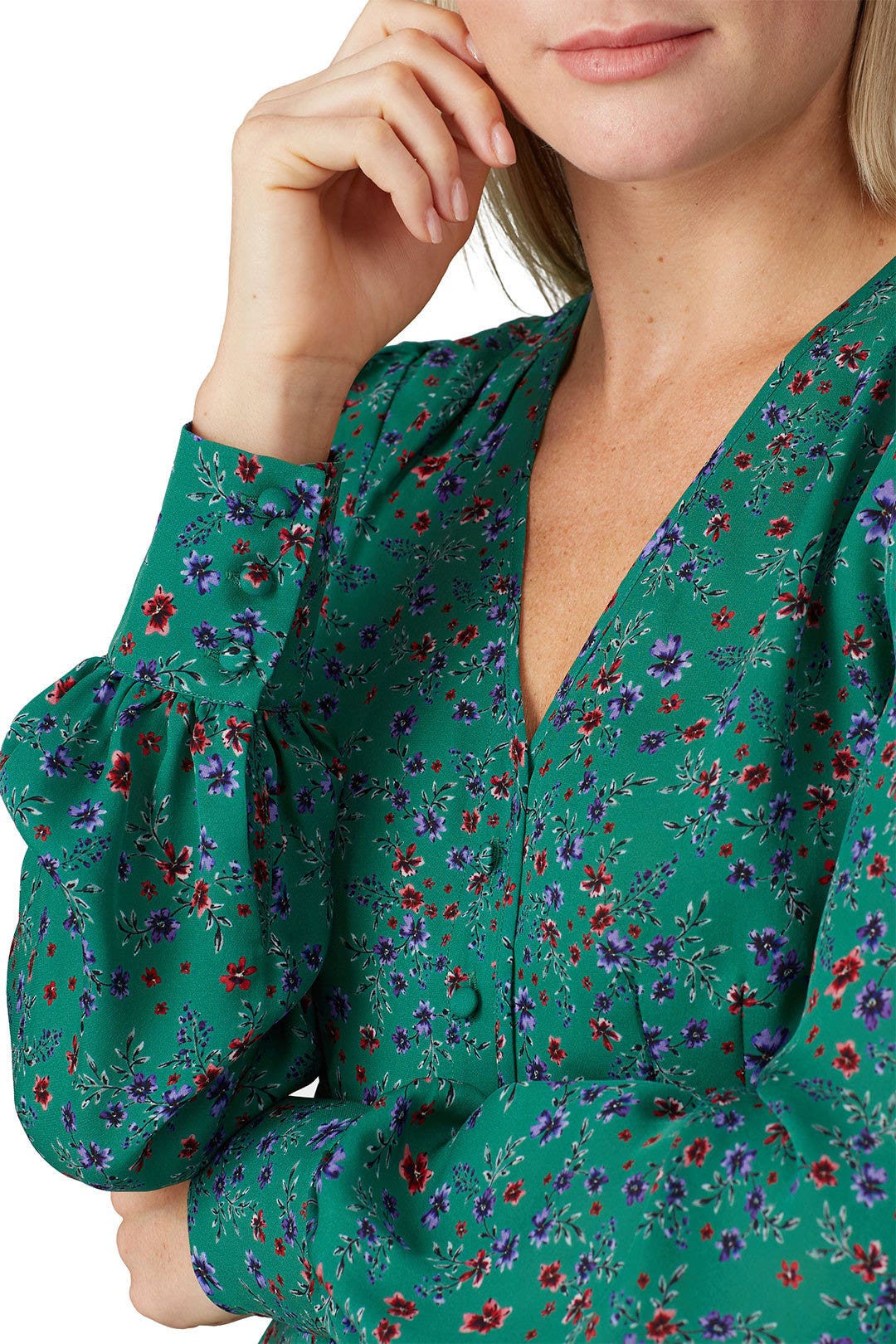 Green Button Front Blouse by Nicholas 3
