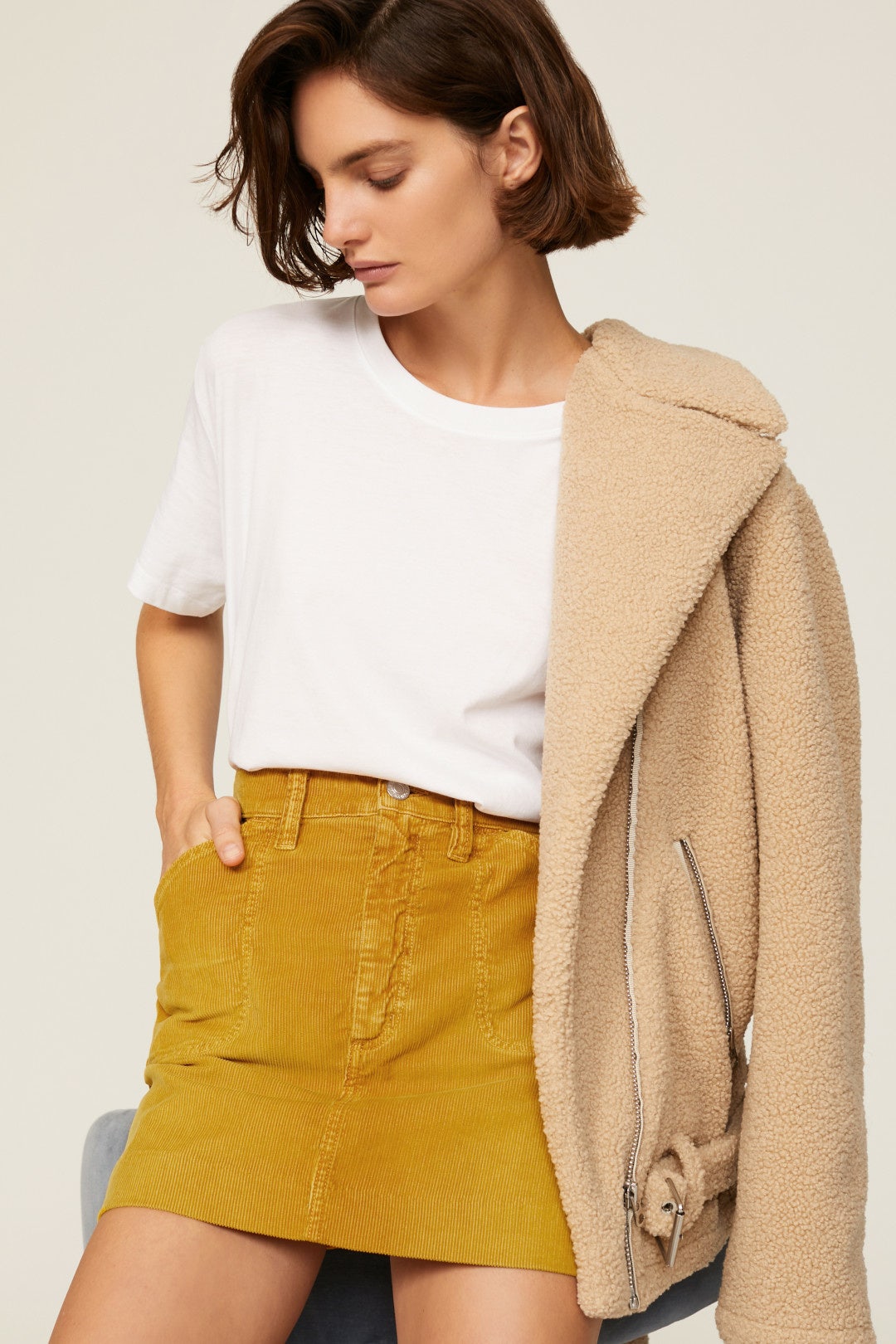 Yellow 70s Pocket Mini Skirt by RE/DONE 3