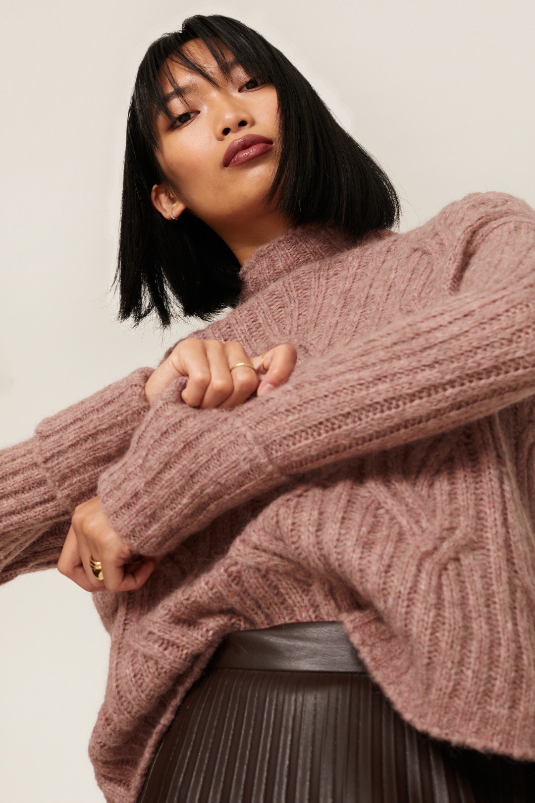 Mirrored Cable Knit Turtleneck by VINCE. 3