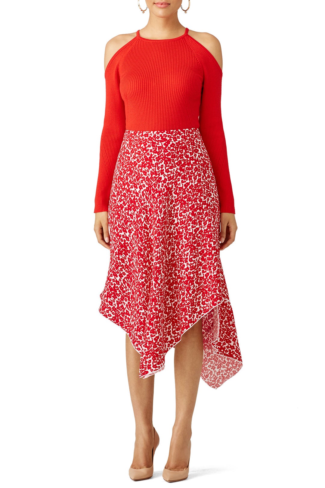 Red Ribbed Sweater by Trina Turk 3